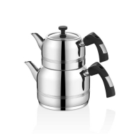 Oms - 4 Pcs Kusakli Çaydanlik Takimi - Siyah-Bakalit Medium