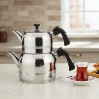 Oms - 4 Pcs Kusakli Çaydanlik Takimi Bakalit Kulp Large