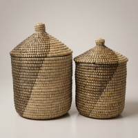 Panali Beyaz&Siyah Çamair Sepeti Küçük Pnlscp54