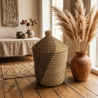 Panali Beyaz&Siyah Çamasir Sepeti Büyük Pnlscp54