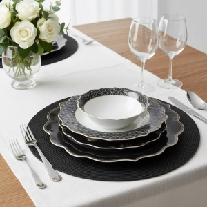 Pink&More Black Tulip 6 Kslk.24 Prç.Yemek Takimi