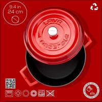 Lava Yuvarlak Trendy 24 Cm Tencere Kirmizi