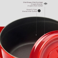Lava Yuvarlak Trendy 24 Cm Tencere Kirmizi