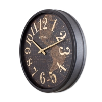 Regal Dünya Haritali Netal Duvar Saati Siyah