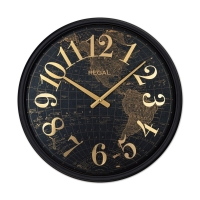 Regal Dünya Haritali Netal Duvar Saati Siyah