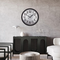 Regal Gümüs Metal Eskitme Duvar Saati Siyah 50 Cm