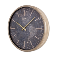 Regal Dünya Haritali Metal Eskitme Saat 50 Cm