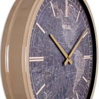 Regal Dünya Haritali Metal Eskitme Saat 50 Cm