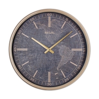 Regal Dünya Haritali Metal Eskitme Saat 50 Cm