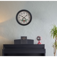 Regal Çiçek Desenli Metal Duvar Saati Siyah 40 Cm