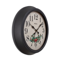 Regal Çiçek Desenli Metal Duvar Saati Siyah 40 Cm