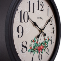 Regal Çiçek Desenli Metal Duvar Saati Siyah 40 Cm