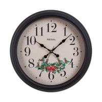 Regal Çiçek Desenli Metal Duvar Saati Siyah 40 Cm