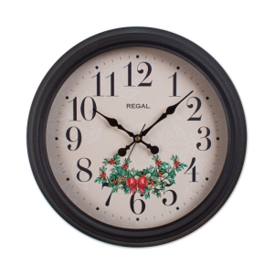Regal Çiçek Desenli Metal Duvar Saati Siyah 40 Cm