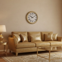 Regal Nostaljik Roma Rakam Metal Duvar Saati Gold 29 Cm