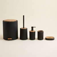 Okyanus Kovali 5 Li Banyo Seti Siyah&Ahsap