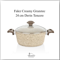Falez Creamy Granitec 24 Cm Derin Tencere Cre3005