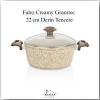 Falez Creamy Granitec 22 Cm Derin Tencere Cre3019