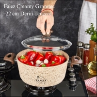 Falez Creamy Granitec 22 Cm Derin Tencere Cre3019
