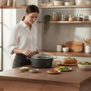 Falez Black Line 22 Cm Granit Tencere 3004