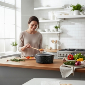 Falez Black Line 24Cm Granit Tencere 3005