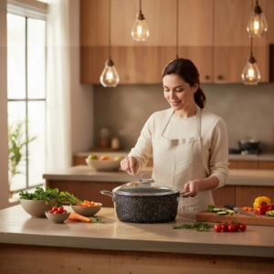 Falez Black Line 26Cm Granit Tencere 3016