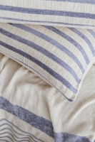 Çift Kişilik Brulee Denim Keten Yatak Örtüsü Seti