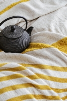 Çift Kişilik Brulee Safran Keten Yatak Örtüsü Seti