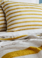 Çift Kişilik Brulee Safran Keten Yatak Örtüsü Seti