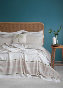 Çift Kişilik Cali Olive Pamuk Yatak Örtüsü Nevresim Seti