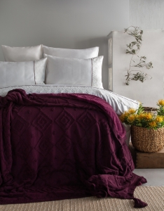 Çift Kişilik Ellion Cherry Trikolu Battaniyeli Nevresim Takımı