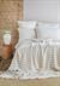 Çift Kişilik Keten Yatak Örtüsü Set Brulee White