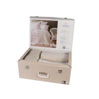 Çift Kişilik Omari Bej Timeless Yatak Örtüsü Nevresim Prime Set