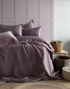 Çift Kişilik Paris Mürdüm Yatak Örtülü Nevresimli Set