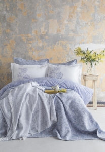 Çift Kişilik Sorella Cobalt Timeless Yatak Örtüsü Nevresim Prime Set
