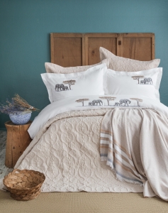 Çift Kişilik Aleph Linen Timeless Yatak Örtüsü Nevresim Prime Set