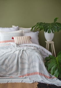 Çift Kişilik Zest Mavi Pamuk Yatak Örtüsü Nevresim Seti