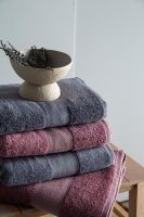 Lotus 90x150 CM 4'Lü Gül Kurusu/Koyu Gri Havlu Aile Seti