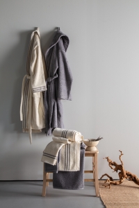 Penye Modeo Bornoz Antrasit/Ekru Aile Seti