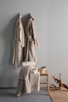 Penye Modeo Bornoz Vizon/Ekru Aile Seti