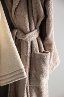 Penye Modeo Bornoz Vizon/Ekru Aile Seti