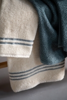 Penye Modeo Bornoz Yeşil/Ekru Aile Seti