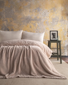 Tek Kişilik Trusty Ekru Jakar Desen Battaniye 160x220 CM